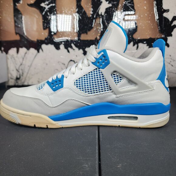 2012 Nike Air Jordan 4 Military Blue Size 13 [308497-105] White Blue OG Tab Swap